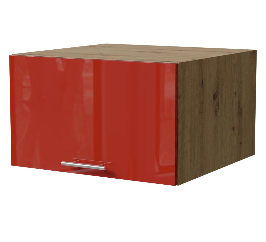 Feldmann-Wohnen Klapphängeschrank Brerra (W6B/60, 1 Klappe, innen 1 Fach, 1-St., moderne Optik, lackierte Fronten, 60x59x36cm) Eiche Artisan / RAL 3002 karminrot Hochglanz von Feldmann-Wohnen