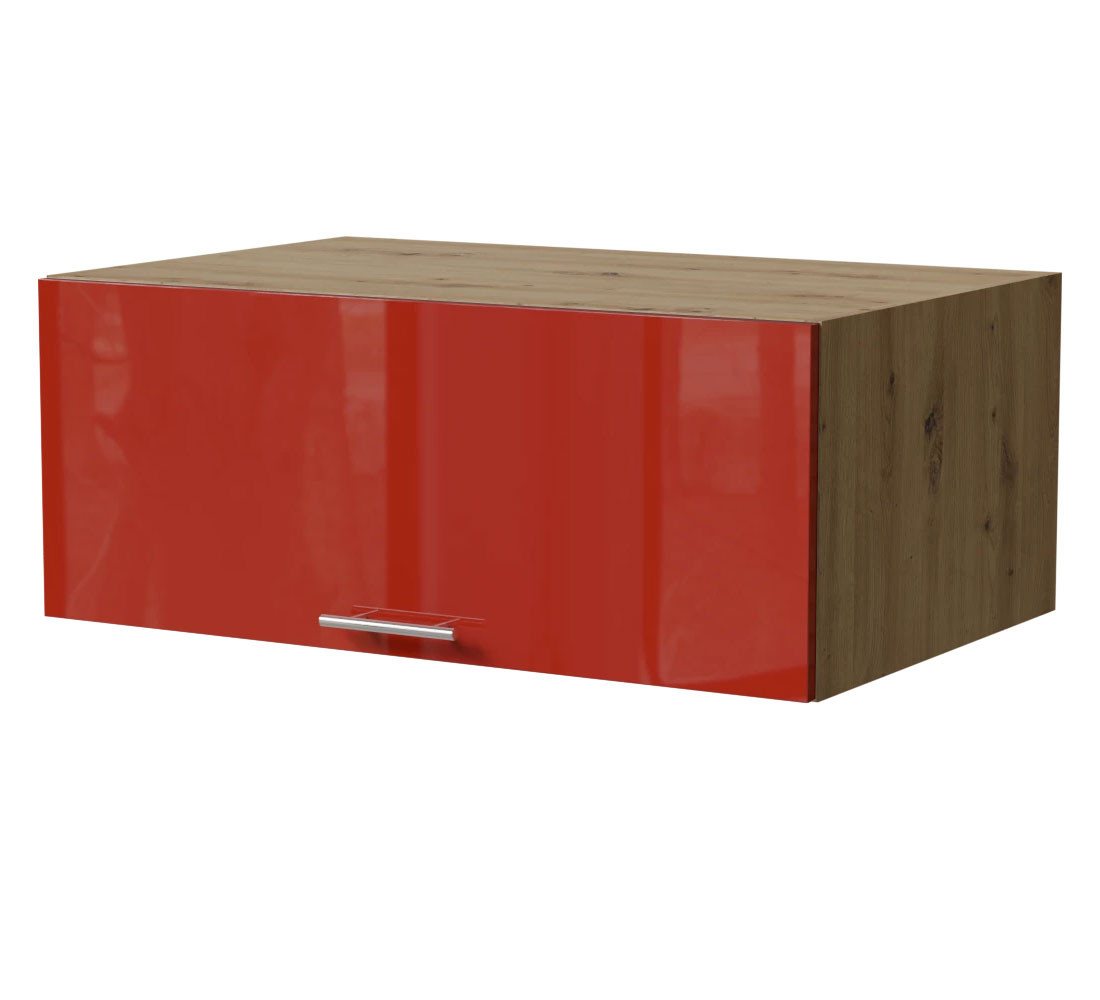 Feldmann-Wohnen Klapphängeschrank Brerra (W6B/90, 1 Klappe, innen 1 Fach, 1-St., moderne Optik, lackierte Fronten, 90x59x36cm) Eiche Artisan / RAL 3002 karminrot Hochglanz von Feldmann-Wohnen