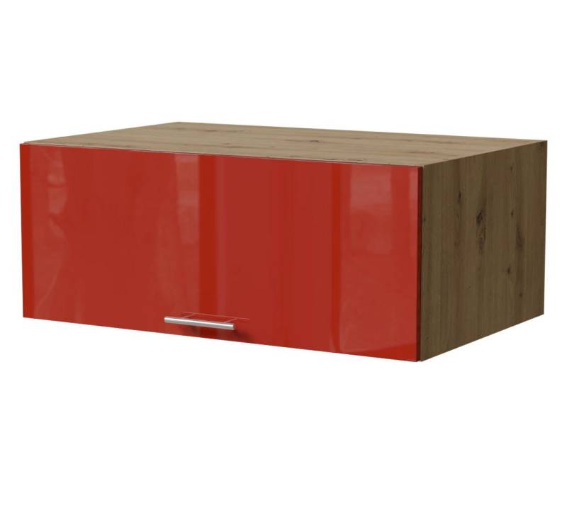 Feldmann-Wohnen Klapphängeschrank Brerra (W6B/90, 1 Klappe, innen 1 Fach, 1-St., moderne Optik, lackierte Fronten, 90x59x36cm) Eiche Artisan / RAL 3002 karminrot Hochglanz von Feldmann-Wohnen