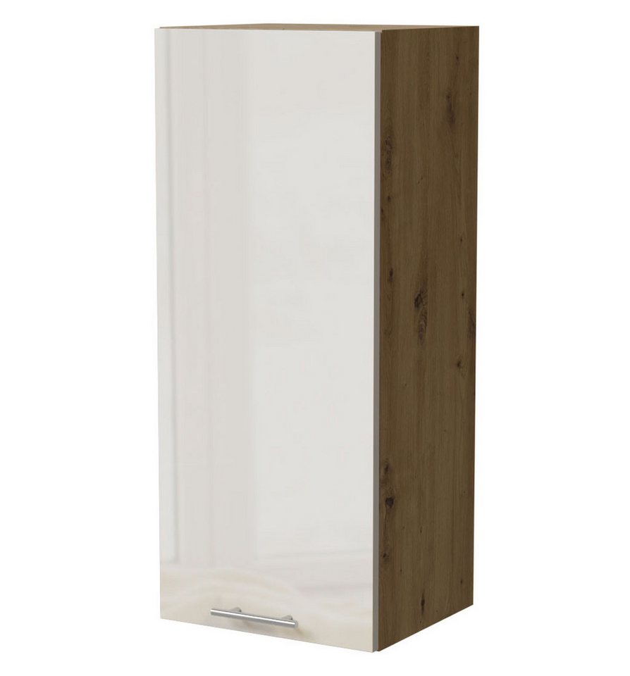 Feldmann-Wohnen Klapphängeschrank Brerra (W4/40, 1-türig, 3 Einlegeböden, 1-St., moderne Optik, lackierte Fronten, 40x32,5x96cm) Eiche Artisan / RAL 9001 creme Hochglanz von Feldmann-Wohnen