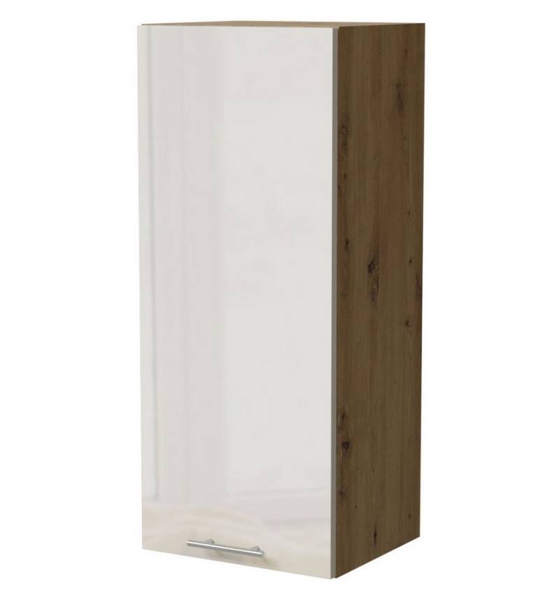Feldmann-Wohnen Klapphängeschrank Brerra (W4/40, 1-türig, 3 Einlegeböden, 1-St., moderne Optik, lackierte Fronten, 40x32,5x96cm) Eiche Artisan / RAL 9001 creme Hochglanz von Feldmann-Wohnen