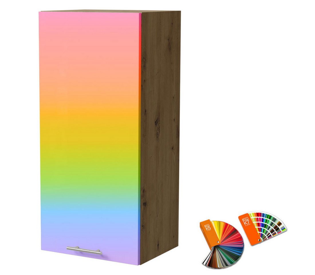 Feldmann-Wohnen Klapphängeschrank Brerra (W4/45, 1-türig, 3 Einlegeböden, 1-St., moderne Optik, lackierte Fronten, 45x32,5x96cm) Eiche Artisan / RAL Wunschfarbe (K5 oder K7) von Feldmann-Wohnen