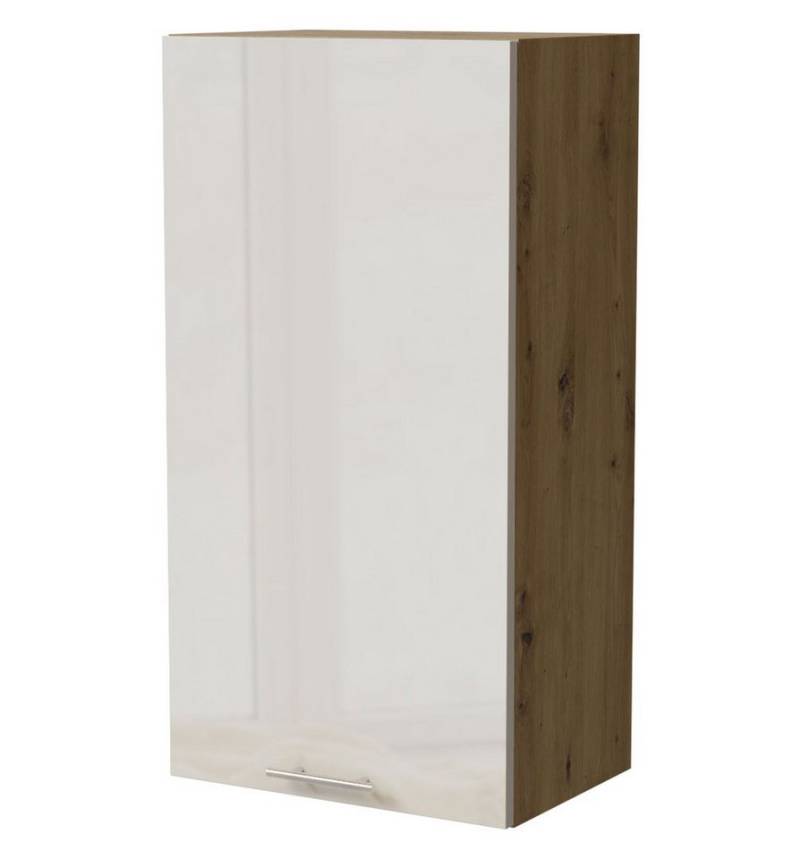 Feldmann-Wohnen Klapphängeschrank Brerra (W4/50, 1-türig, 3 Einlegeböden, 1-St., moderne Optik, lackierte Fronten, 50x32,5x96cm) Eiche Artisan / RAL 9001 creme Hochglanz von Feldmann-Wohnen