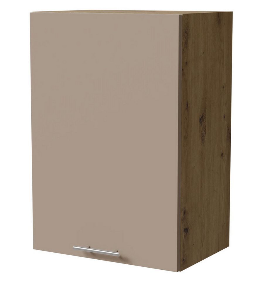 Feldmann-Wohnen Klapphängeschrank Brerra (W2/50, 1-türig, 2 Einlegeböden, 1-St., moderne Optik, lackierte Fronten) Eiche Artisan / RAL 1019 graubeige Matt von Feldmann-Wohnen