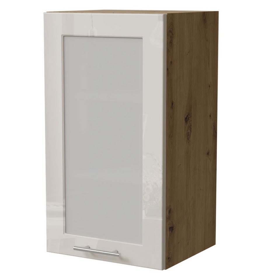 Feldmann-Wohnen Klapphängeschrank Brerra (W2S/40, 1-türig, 2 Einlegeböden, 1-St., moderne Optik, lackierte Fronten, 40x32,5x72cm) Eiche Artisan / RAL 9001 creme Hochglanz von Feldmann-Wohnen