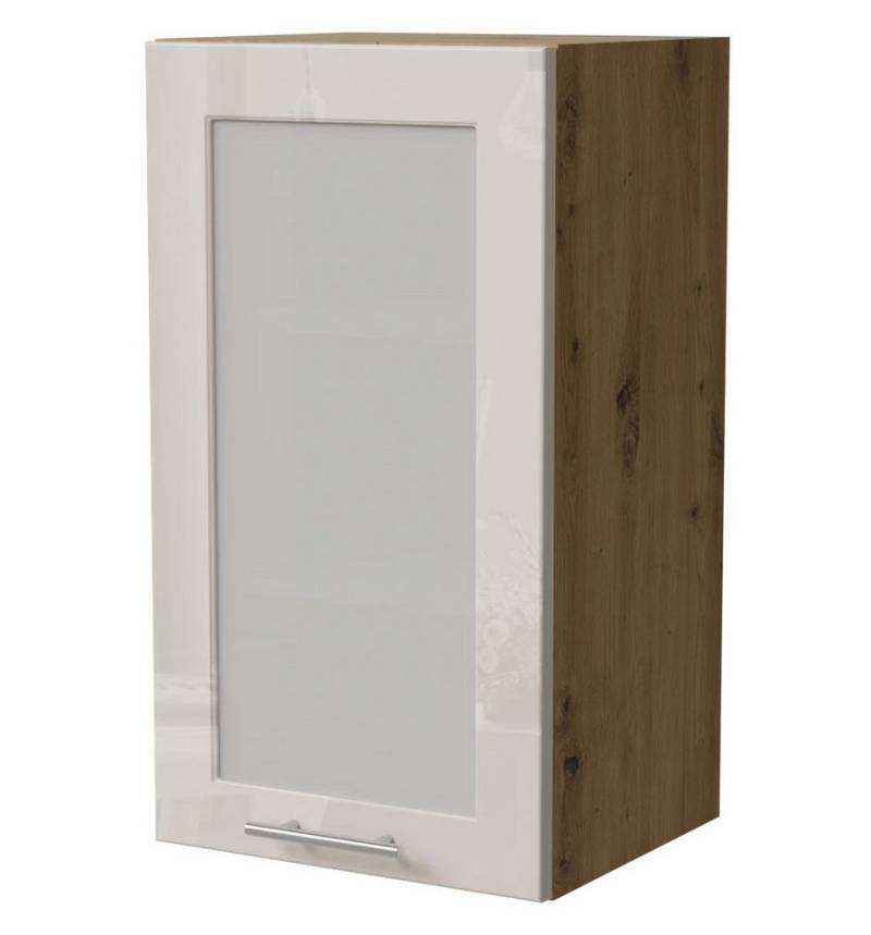 Feldmann-Wohnen Klapphängeschrank Brerra (W2S/40, 1-türig, 2 Einlegeböden, 1-St., moderne Optik, lackierte Fronten, 40x32,5x72cm) Eiche Artisan / RAL 9001 creme Hochglanz von Feldmann-Wohnen