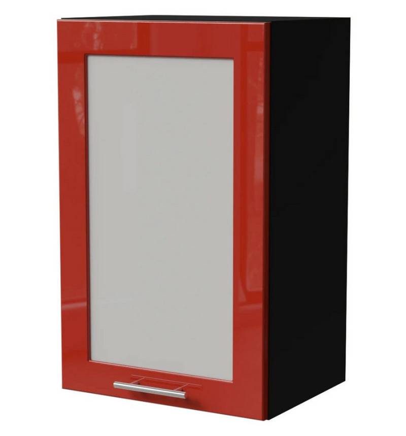 Feldmann-Wohnen Klapphängeschrank Brerra (W2S/45, 1-türig, 2 Einlegeböden, 1-St., moderne Optik, lackierte Fronten, 45x32,5x72cm) schwarz / RAL 3002 karminrot Hochglanz von Feldmann-Wohnen
