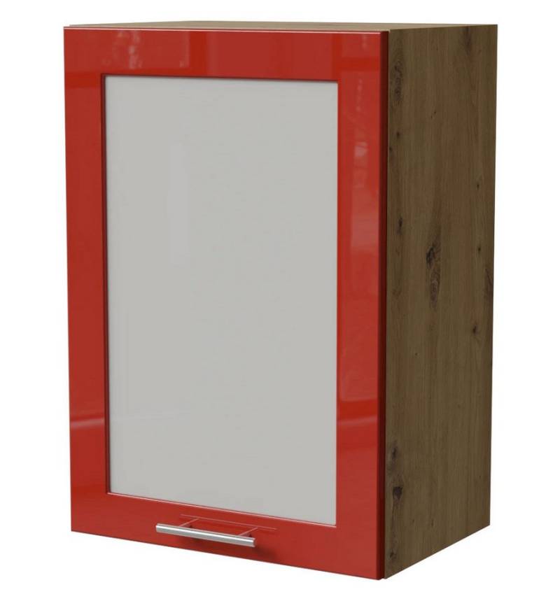 Feldmann-Wohnen Klapphängeschrank Brerra (W2S/50, 1-türig, 2 Einlegeböden, 1-St., moderne Optik, lackierte Fronten) Eiche Artisan / RAL 3002 karminrot Hochglanz von Feldmann-Wohnen