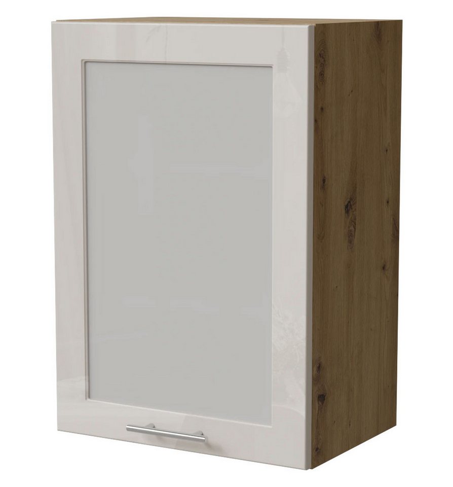 Feldmann-Wohnen Klapphängeschrank Brerra (W2S/50, 1-türig, 2 Einlegeböden, 1-St., moderne Optik, lackierte Fronten) Eiche Artisan / RAL 9001 creme Hochglanz von Feldmann-Wohnen