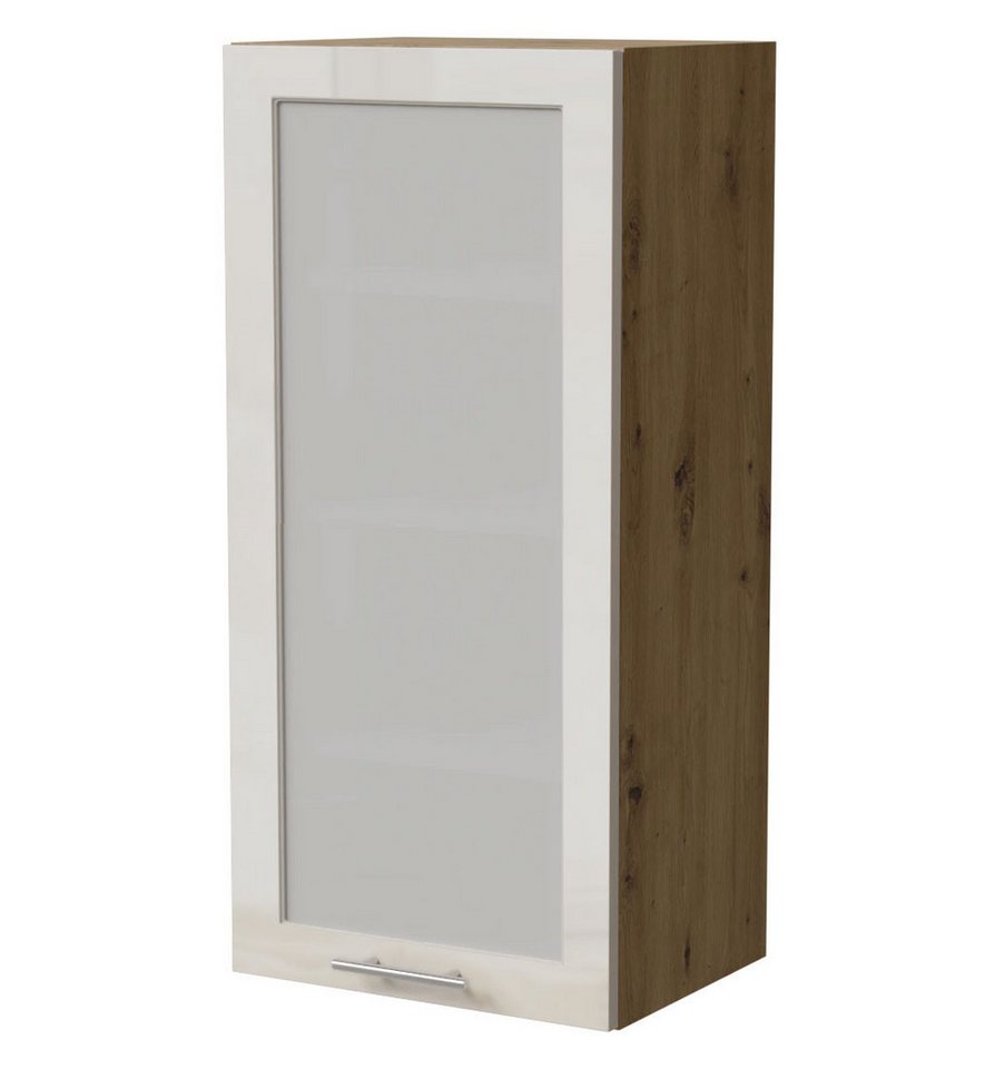 Feldmann-Wohnen Klapphängeschrank Brerra (W4S/45, 1-türig, 3 Einlegeböden, 1-St., moderne Optik, lackierte Fronten, 45x32,5x96cm) Eiche Artisan / RAL 9001 creme Hochglanz von Feldmann-Wohnen