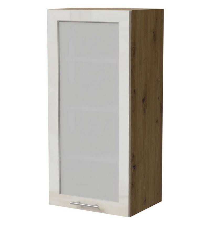 Feldmann-Wohnen Klapphängeschrank Brerra (W4S/45, 1-türig, 3 Einlegeböden, 1-St., moderne Optik, lackierte Fronten, 45x32,5x96cm) Eiche Artisan / RAL 9001 creme Hochglanz von Feldmann-Wohnen