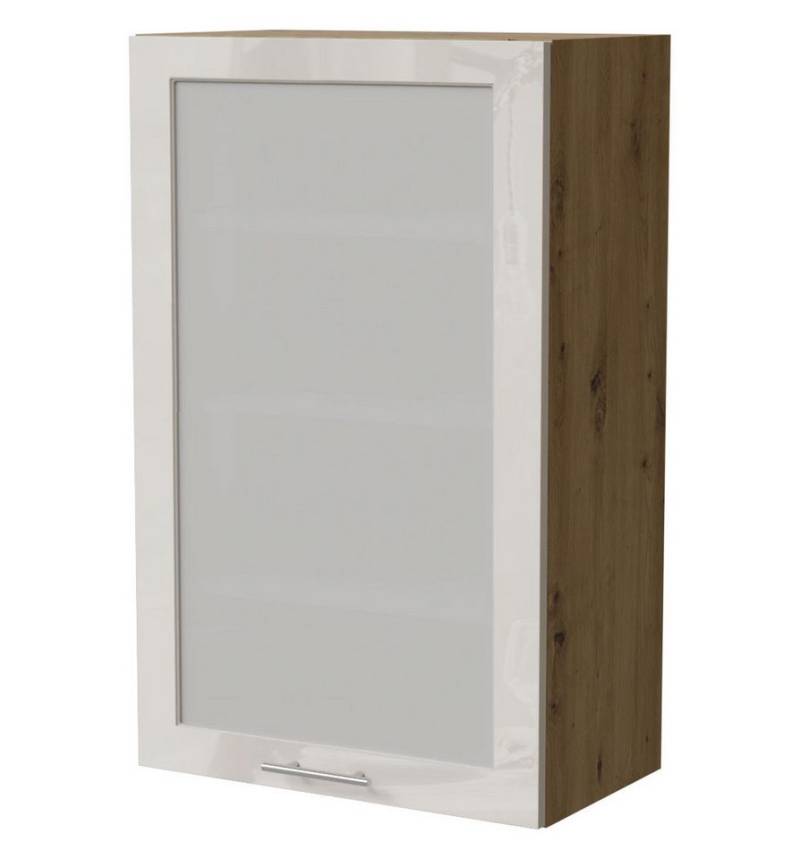 Feldmann-Wohnen Klapphängeschrank Brerra (W4S/60, 1-türig, 3 Einlegeböden, 1-St., moderne Optik, lackierte Fronten, 60x32,5x96cm) Eiche Artisan / RAL 9001 creme Hochglanz von Feldmann-Wohnen