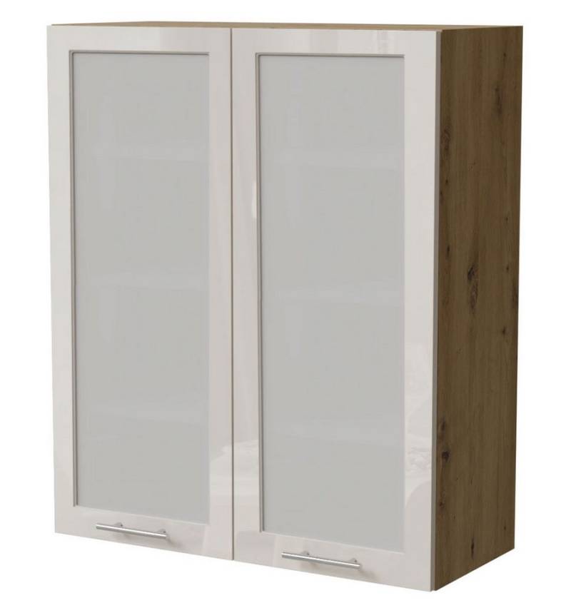 Feldmann-Wohnen Klapphängeschrank Brerra (W4S/80, 2-türig, 3 Einlegeböden, 1-St., moderne Optik, lackierte Fronten, 80x32,5x96cm) Eiche Artisan / RAL 9001 creme Hochglanz von Feldmann-Wohnen