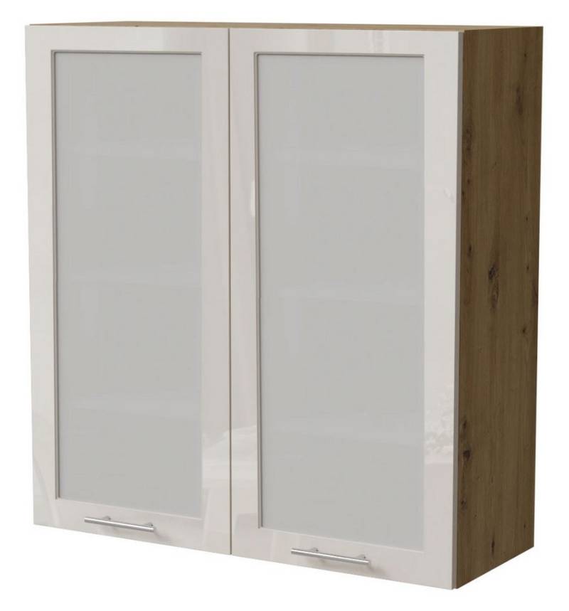 Feldmann-Wohnen Klapphängeschrank Brerra (W4S/90, 2-türig, 3 Einlegeböden, 1-St., moderne Optik, lackierte Fronten, 90x32,5x96cm) Eiche Artisan / RAL 9001 creme Hochglanz von Feldmann-Wohnen