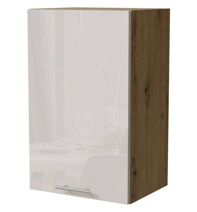 Feldmann-Wohnen Klapphängeschrank Brerra (W2/45, 1-türig, 2 Einlegeböden, 1-St., moderne Optik, lackierte Fronten, 45x32,5x72cm) Eiche Artisan / RAL 9001 creme Hochglanz von Feldmann-Wohnen