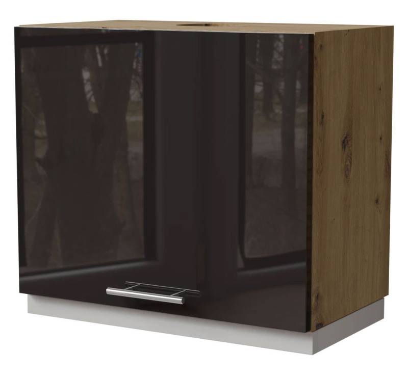 Feldmann-Wohnen Klapphängeschrank Essen (W8/60, 1 Klappe, innen 1 Fach, 1-St., moderne Optik, lackierte Fronten) 60x32,5x50cm Eiche Artisan - schwarz Hochglanz (ES-W8/60) von Feldmann-Wohnen