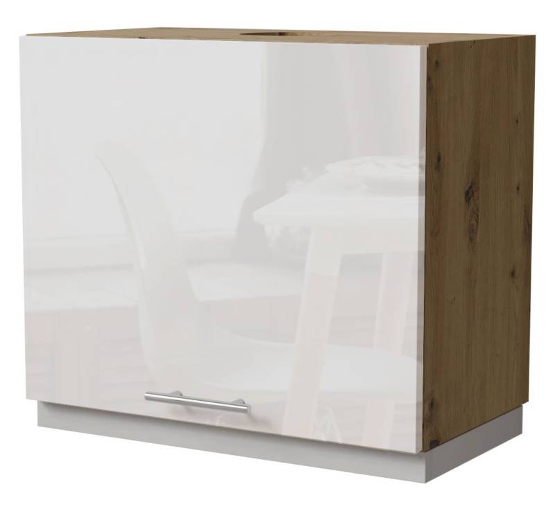 Feldmann-Wohnen Klapphängeschrank Essen (W8/60, 1 Klappe, innen 1 Fach, 1-St., moderne Optik, lackierte Fronten) 60x32,5x50cm Eiche Artisan - weiß Hochglanz (ES-W8/60) von Feldmann-Wohnen