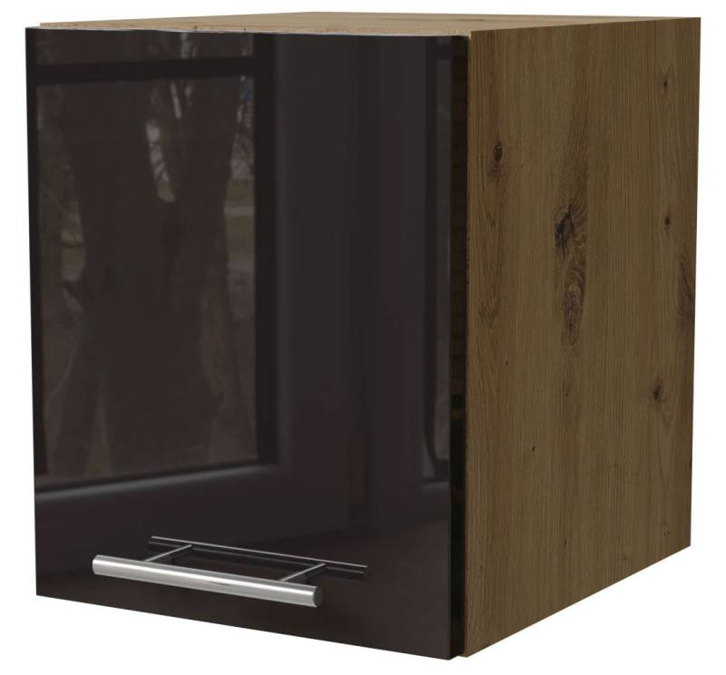 Feldmann-Wohnen Klapphängeschrank Essen (W4B/30, 1 Klappe, innen 1 Fach, 1-St., Küchenhängeschrank) 30x32,5x36cm Eiche Artisan - schwarz Hochglanz (ES-W4B/30) von Feldmann-Wohnen