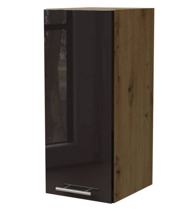 Feldmann-Wohnen Klapphängeschrank Essen (W2/30, 1-türig, 2 Einlegeböden, 1-St., Küchenhängeschrank) 30x32,5x72cm eiche artisan - schwarz Hochglanz (ES-W2/30) von Feldmann-Wohnen