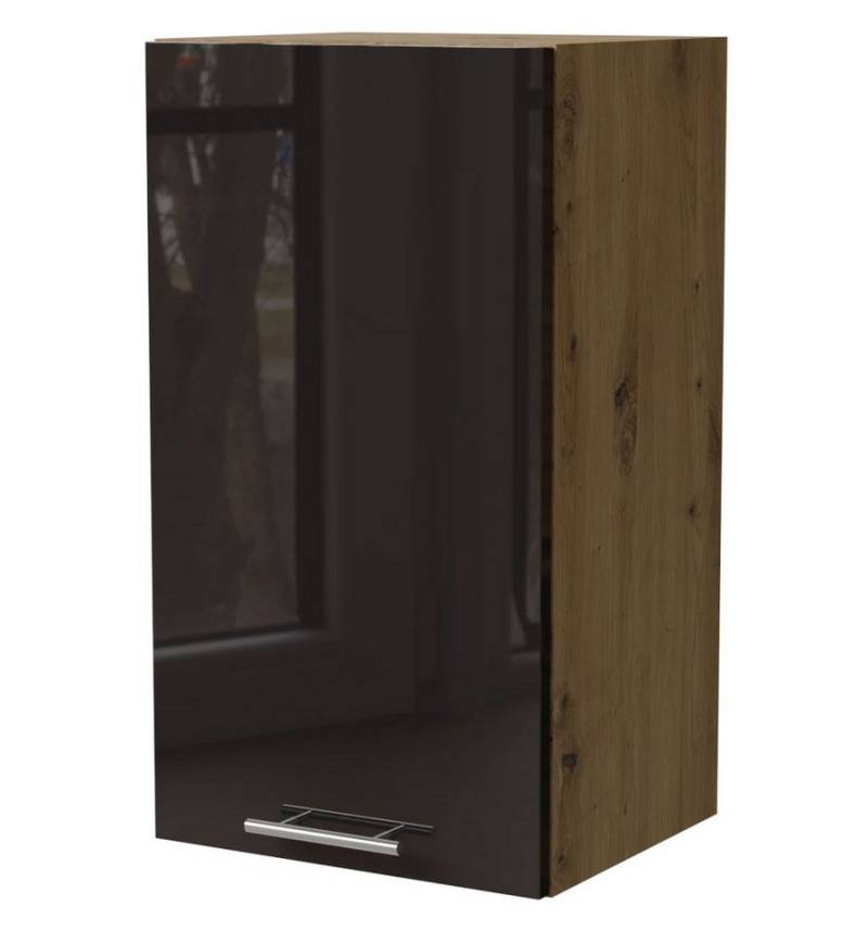 Feldmann-Wohnen Klapphängeschrank Essen (W2/40, 1-türig, 2 Einlegeböden, 1-St., Küchenhängeschrank) 40x32,5x72cm eiche artisan - schwarz Hochglanz (ES-W2/40) von Feldmann-Wohnen