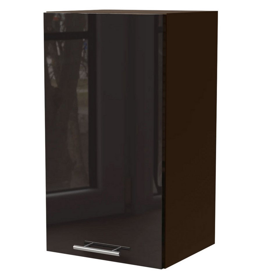 Feldmann-Wohnen Klapphängeschrank Essen (W2/40, 1-türig, 2 Einlegeböden, 1-St., Küchenhängeschrank) 40x32,5x72cm lava - schwarz Hochglanz (ES-W2/40) von Feldmann-Wohnen