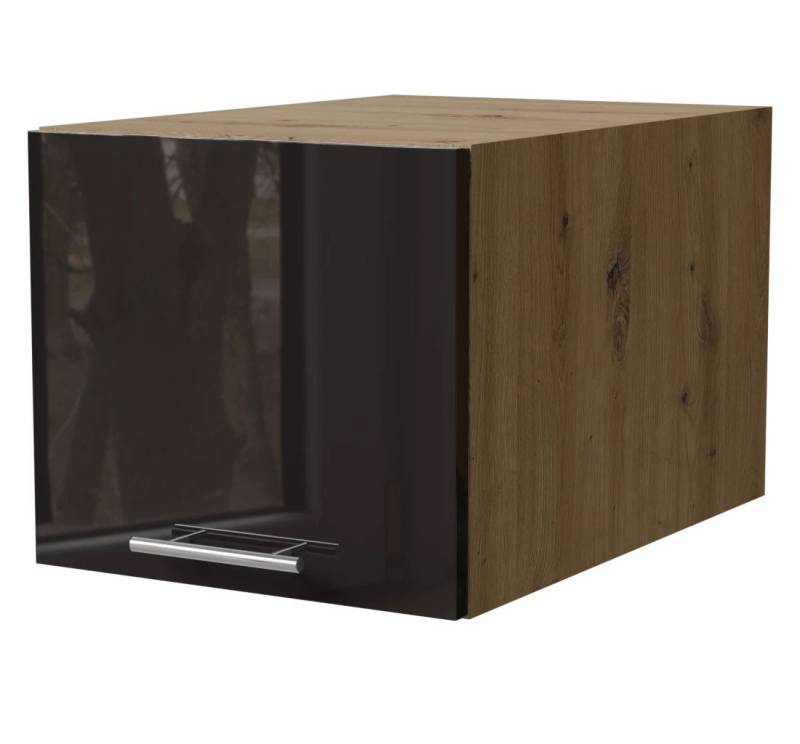 Feldmann-Wohnen Klapphängeschrank Essen (W6B/40, 1 Klappe, innen 1 Fach, 1-St., moderne Optik, Acrylfronten mit Glaseffekt) 40x59x36cm Front Schwarz Hochglanz / Korpus Eiche Artisan Matt von Feldmann-Wohnen