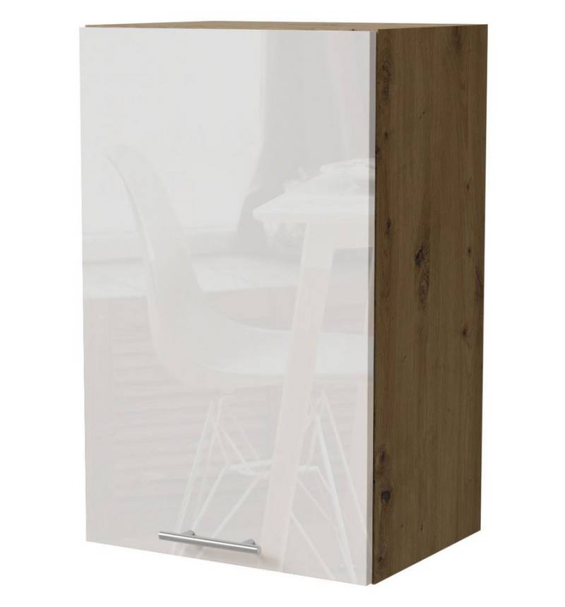 Feldmann-Wohnen Klapphängeschrank Essen (W2/45, 1-türig, 2 Einlegeböden, 1-St., Küchenhängeschrank) 45x32,5x72cm Eiche Artisan - weiß Hochglanz (ES-W2/45) von Feldmann-Wohnen