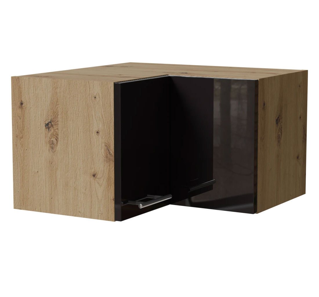 Feldmann-Wohnen Klapphängeschrank Essen (W12/60/36, 2-türig, innen 1 Fach, 1-St., moderne Optik, lackierte Fronten) 60x60x36cm Eiche Artisan - schwarz Hochglanz (ES-W12/60/36) von Feldmann-Wohnen