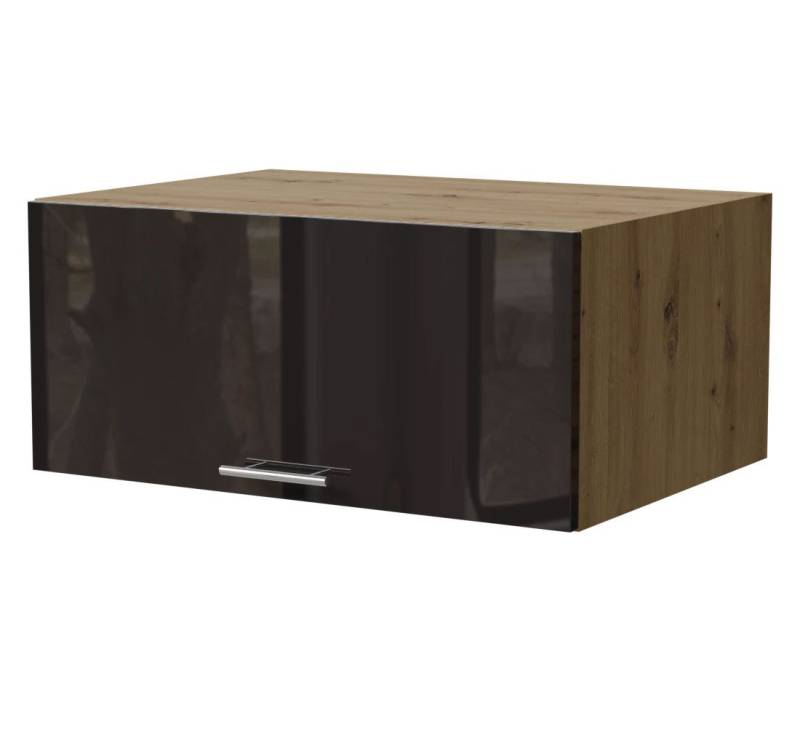 Feldmann-Wohnen Klapphängeschrank Essen (W6B/80, 1 Klappe, innen 1 Fach, 1-St., moderne Optik, lackierte Fronten) 80x59x36cm Eiche Artisan - schwarz Hochglanz (ES-W6B/80) von Feldmann-Wohnen
