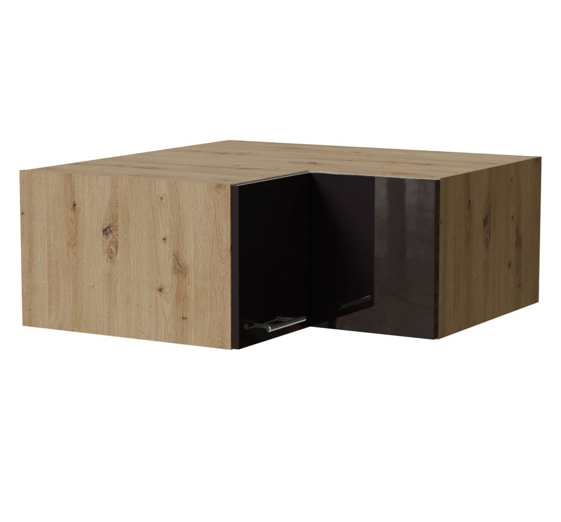 Feldmann-Wohnen Klapphängeschrank Essen (W14/90/36, 2-türig, innen 1 Fach, 1-St., Küchenhängeschrank) 90x90x36cm Eiche Artisan - schwarz Hochglanz (ES-W14/90/36) von Feldmann-Wohnen