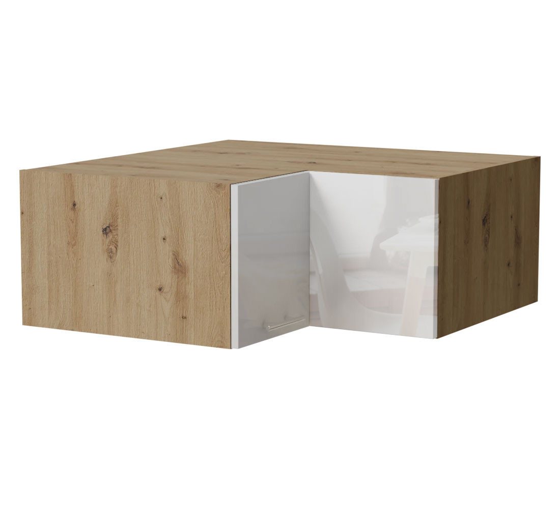 Feldmann-Wohnen Klapphängeschrank Essen (W14/90/36, 2-türig, innen 1 Fach, 1-St., Küchenhängeschrank) 90x90x36cm Eiche Artisan - weiß Hochglanz (ES-W14/90/36) von Feldmann-Wohnen