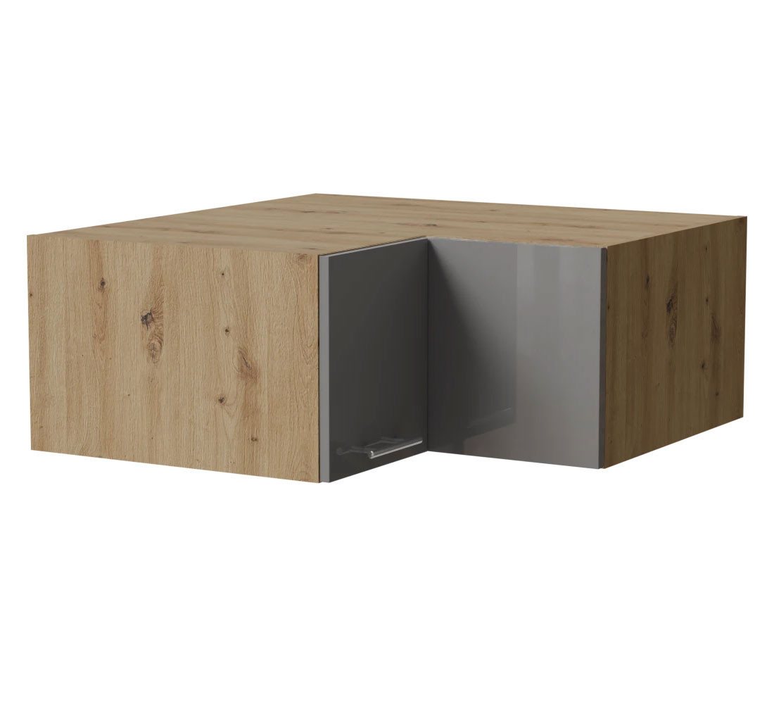 Feldmann-Wohnen Klapphängeschrank Essen (W14/90/36, 2-türig, innen 1 Fach, 1-St., Küchenhängeschrank) 90x90x36cm Eiche Artisan - grau Hochglanz (ES-W14/90/36) von Feldmann-Wohnen