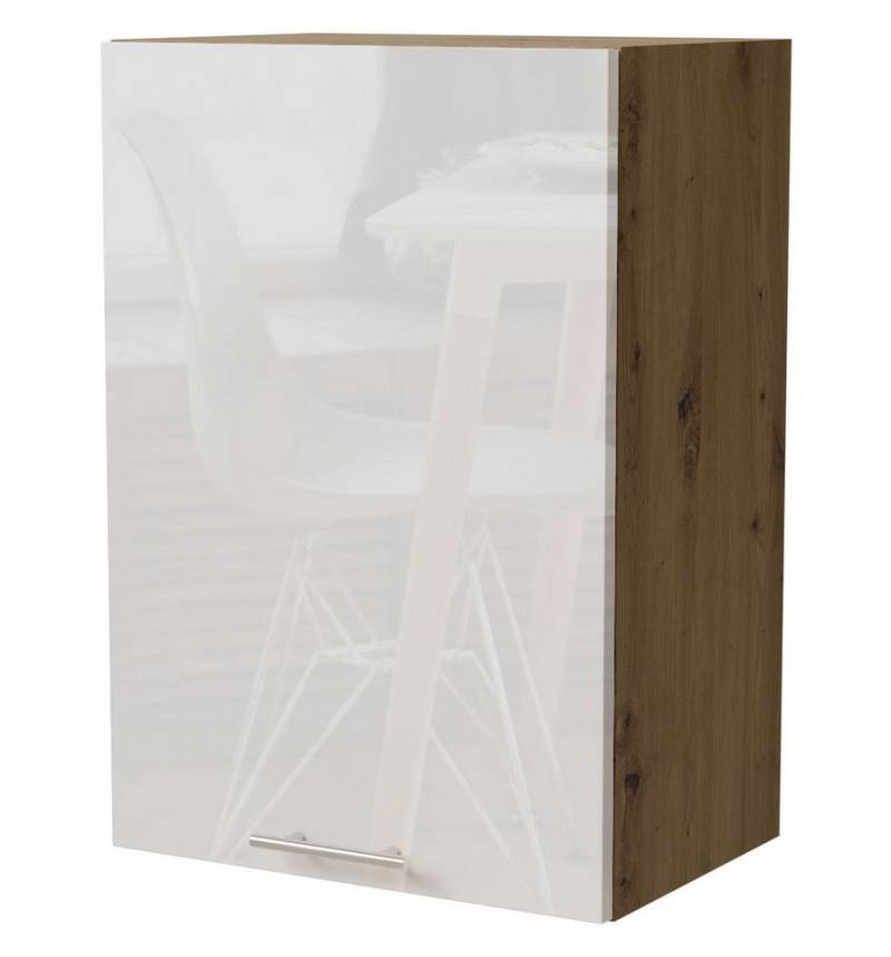 Feldmann-Wohnen Klapphängeschrank Essen (W2/50, 1-türig, 2 Einlegeböden, 1-St., Küchenhängeschrank) 50x32,5x72cm Eiche Artisan - weiß Hochglanz (ES-W2/50) von Feldmann-Wohnen