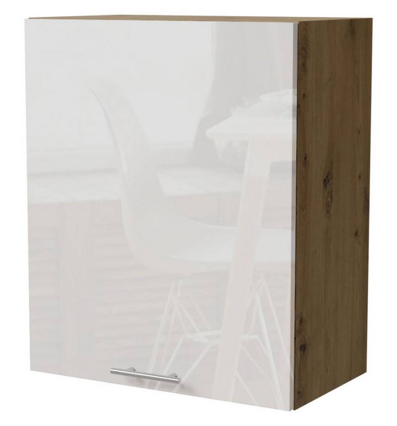 Feldmann-Wohnen Klapphängeschrank Essen (W2/60, 1-türig, 2 Einlegeböden, 1-St., Küchenhängeschrank) 60x32,5x72cm eiche artisan - weiß Hochglanz (ES-W2/60) von Feldmann-Wohnen