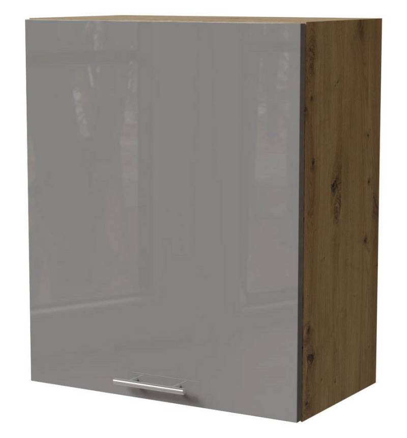 Feldmann-Wohnen Klapphängeschrank Essen (W2/60, 1-türig, 2 Einlegeböden, 1-St., Küchenhängeschrank) 60x32,5x72cm Eiche Artisan - grau Hochglanz (ES-W2/60) von Feldmann-Wohnen