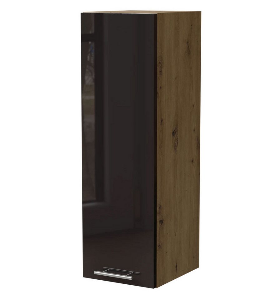 Feldmann-Wohnen Klapphängeschrank Essen (W4/30, 1-türig, 3 Einlegeböden, 1-St., Küchenhängeschrank) 30x32,5x96cm Eiche Artisan - schwarz Hochglanz (ES-W4/30) von Feldmann-Wohnen