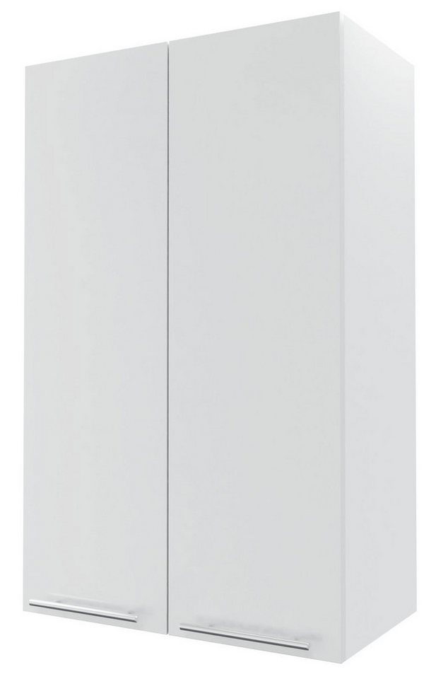 Feldmann-Wohnen Klapphängeschrank Essen (Soft-Close-Funktion, formschöne chromglänzende Reling Metallgriffe, 1-St., Acrylfronten (Ultrahochglanz), abrieb- / kratzfest, mit Glanztiefe) 60x32,5x96cm Front- und Korpusfarbe wählbar 2 Türen mit 3 Einlegeböden von Feldmann-Wohnen