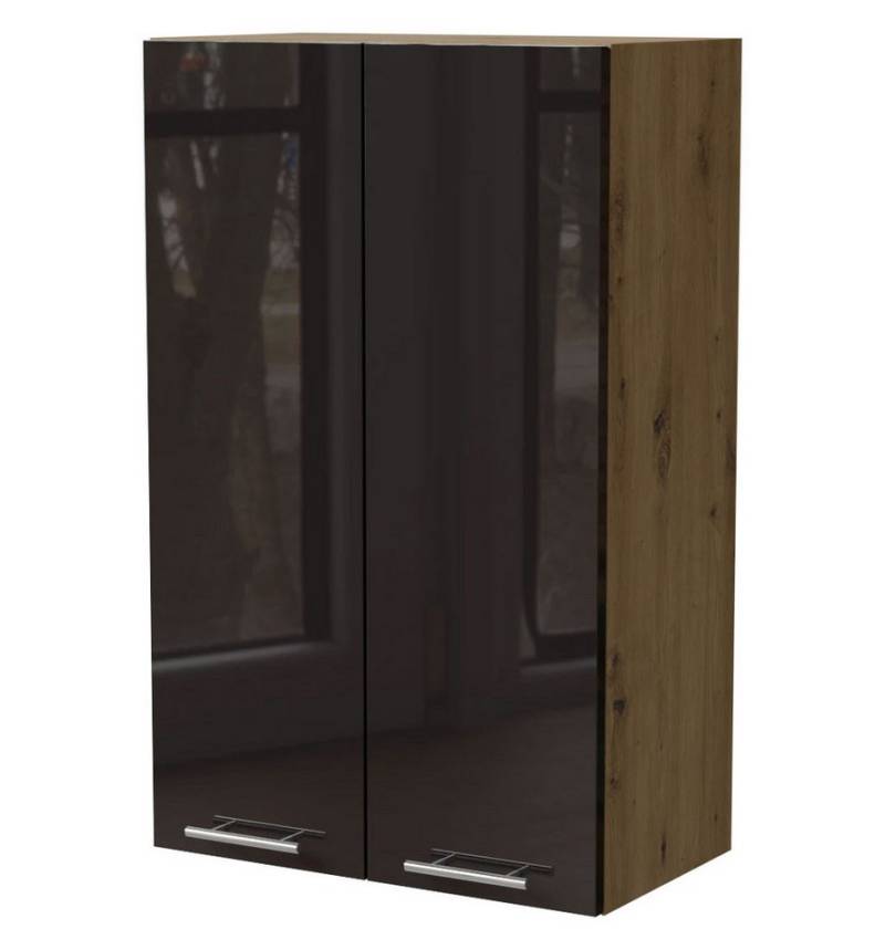 Feldmann-Wohnen Klapphängeschrank Essen (W4/60, 2-türig, 3 Einlegeböden, 1-St., Küchenhängeschrank) 60x32,5x96cm Eiche Artisan - schwarz Hochglanz (ES-W4/60) von Feldmann-Wohnen