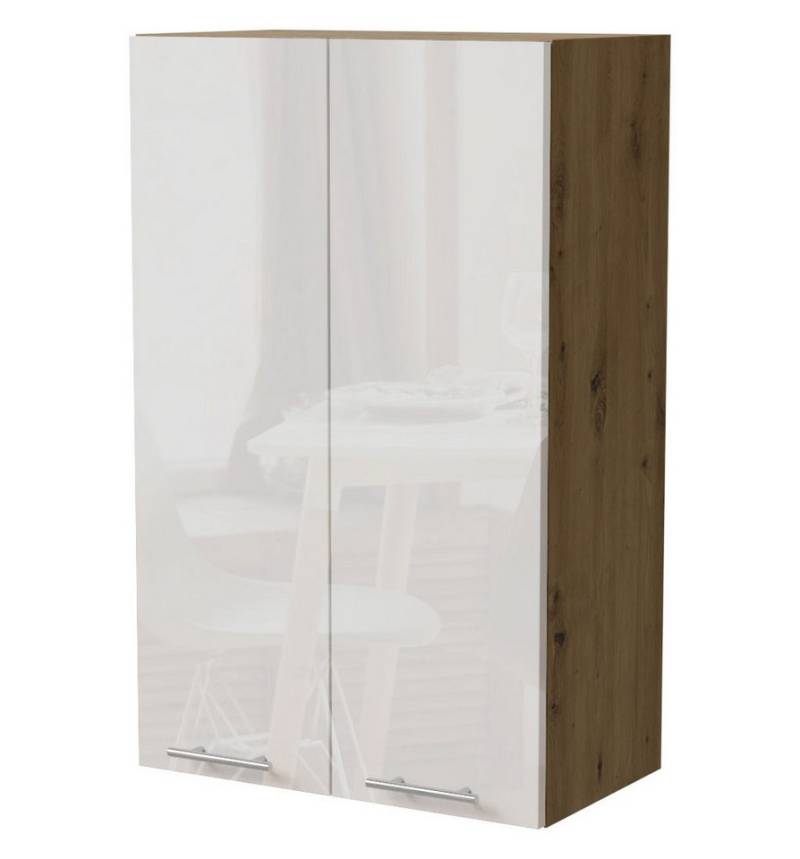 Feldmann-Wohnen Klapphängeschrank Essen (W4/60, 2-türig, 3 Einlegeböden, 1-St., Küchenhängeschrank) 60x32,5x96cm Eiche Artisan - weiß Hochglanz (ES-W4/60) von Feldmann-Wohnen