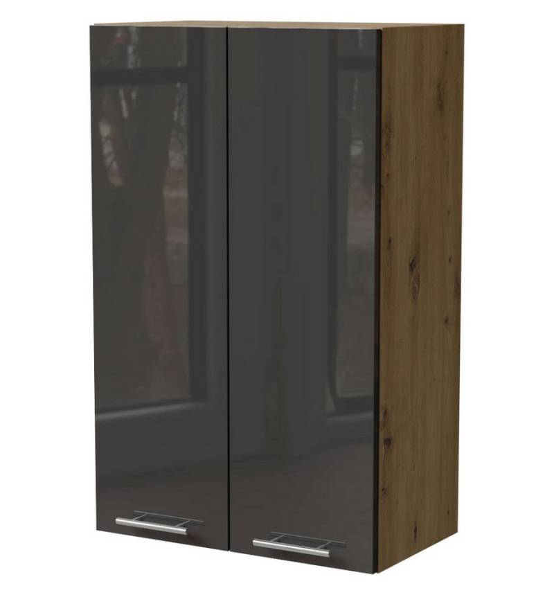 Feldmann-Wohnen Klapphängeschrank Essen (W4/60, 2-türig, 3 Einlegeböden, 1-St., Küchenhängeschrank) 60x32,5x96cm Eiche Artisan - graphit Hochglanz (ES-W4/60) von Feldmann-Wohnen