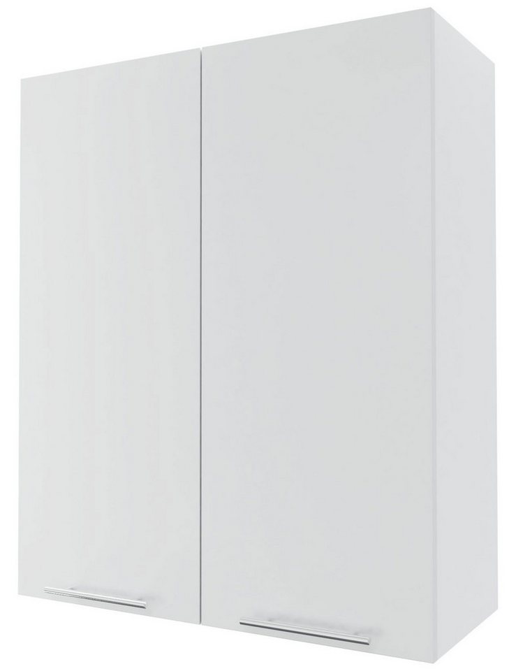 Feldmann-Wohnen Klapphängeschrank Essen (Soft-Close-Funktion, formschöne chromglänzende Reling Metallgriffe, 1-St., Acrylfronten (Ultrahochglanz), abrieb- / kratzfest, mit Glanztiefe) 80x32,5x96cm Front- & Korpusfarbe wählbar, 2 Türen mit 3 Einlegeböden von Feldmann-Wohnen