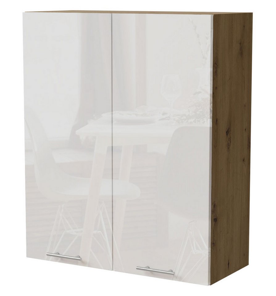 Feldmann-Wohnen Klapphängeschrank Essen (W4/80, 2-türig, 3 Einlegeböden, 1-St., Küchenhängeschrank) 80x32,5x96cm Eiche Artisan - weiß Hochglanz (ES-W4/80) von Feldmann-Wohnen