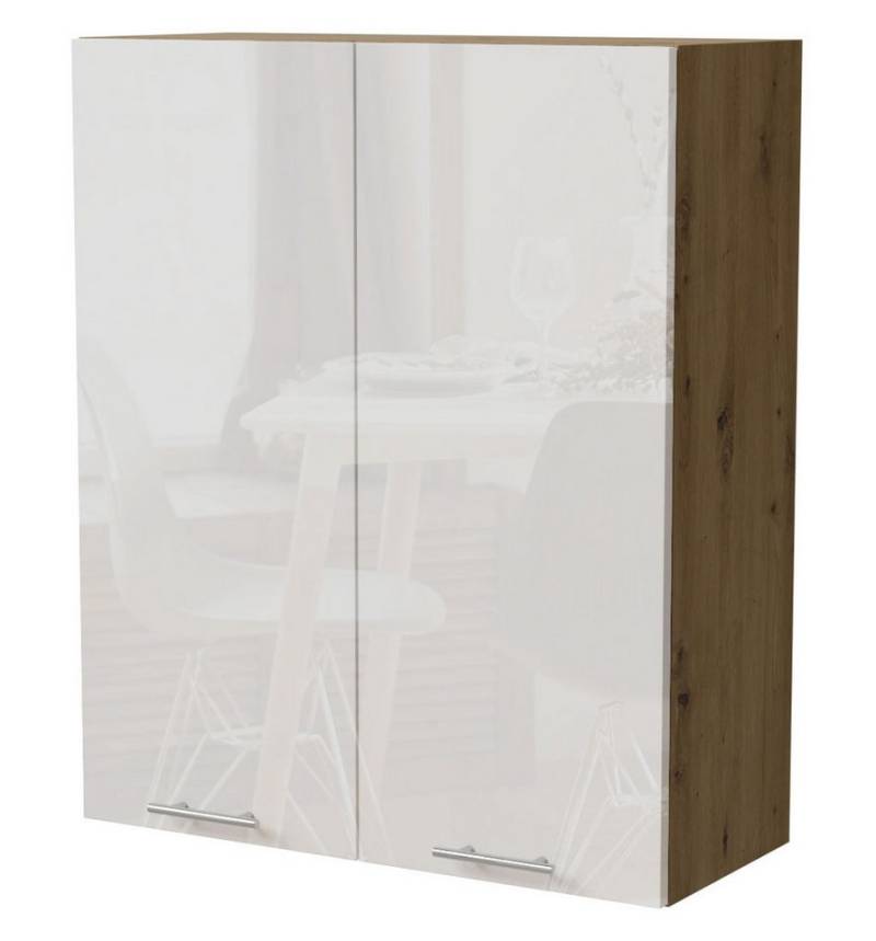 Feldmann-Wohnen Klapphängeschrank Essen (W4/80, 2-türig, 3 Einlegeböden, 1-St., Küchenhängeschrank) 80x32,5x96cm Eiche Artisan - weiß Hochglanz (ES-W4/80) von Feldmann-Wohnen