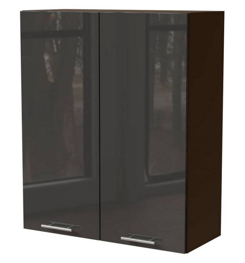 Feldmann-Wohnen Klapphängeschrank Essen (W4/80, 2-türig, 3 Einlegeböden, 1-St., moderne Optik, Acrylfronten mit Glaseffekt) 80x32,5x96cm Graphit Hochglanz / Lava Matt von Feldmann-Wohnen