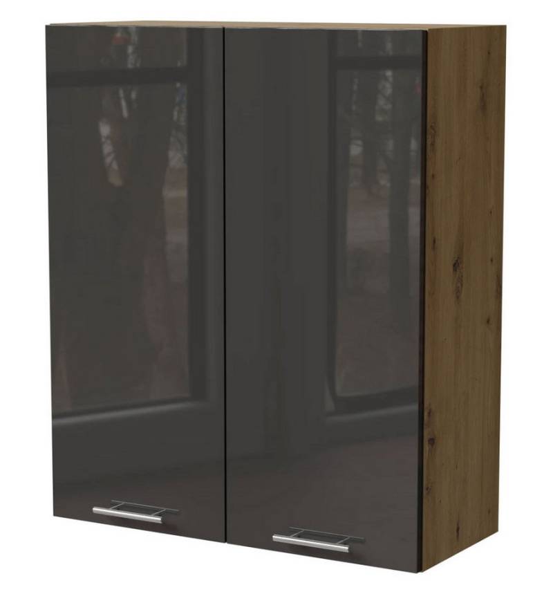 Feldmann-Wohnen Klapphängeschrank Essen (W4/80, 2-türig, 3 Einlegeböden, 1-St., Küchenhängeschrank) 80x32,5x96cm Eiche Artisan - graphit Hochglanz (ES-W4/80) von Feldmann-Wohnen