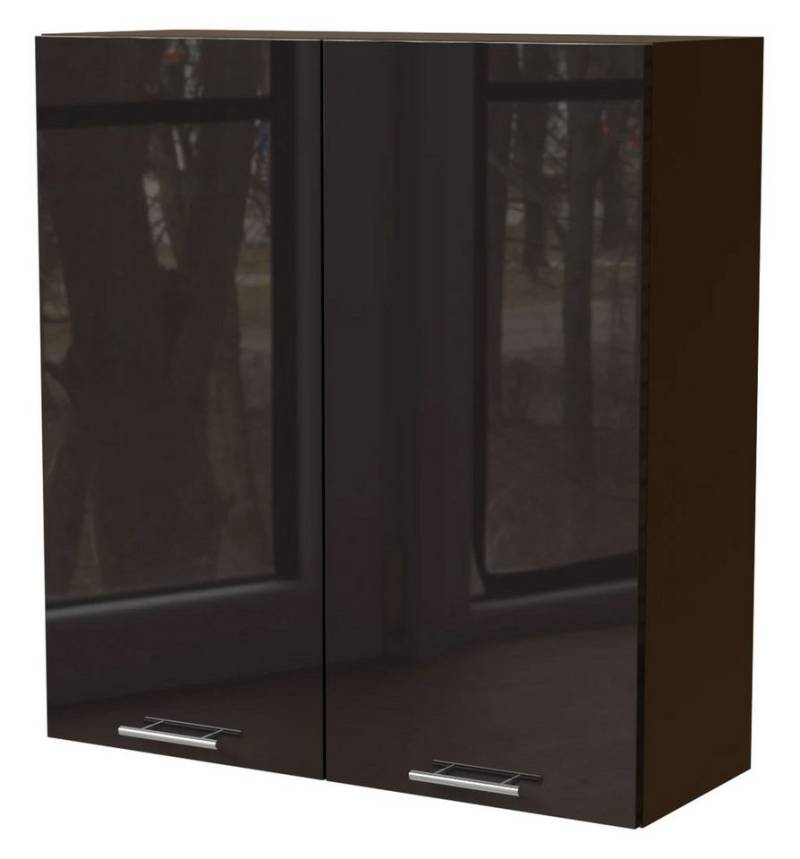 Feldmann-Wohnen Klapphängeschrank Essen (W4/90, 2-türig, 3 Einlegeböden, 1-St., moderne Optik, Acrylfronten mit Glaseffekt) 50x32,5x96cm Schwarz Hochglanz / Lava Matt von Feldmann-Wohnen