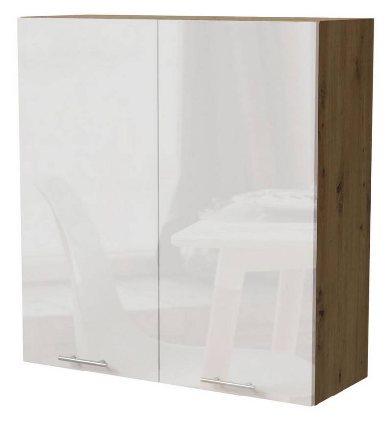 Feldmann-Wohnen Klapphängeschrank Essen (W4/90, 2-türig, 3 Einlegeböden, 1-St., Küchenhängeschrank) 90x32,5x96cm Eiche Artisan - weiß Hochglanz (ES-W4/90) von Feldmann-Wohnen