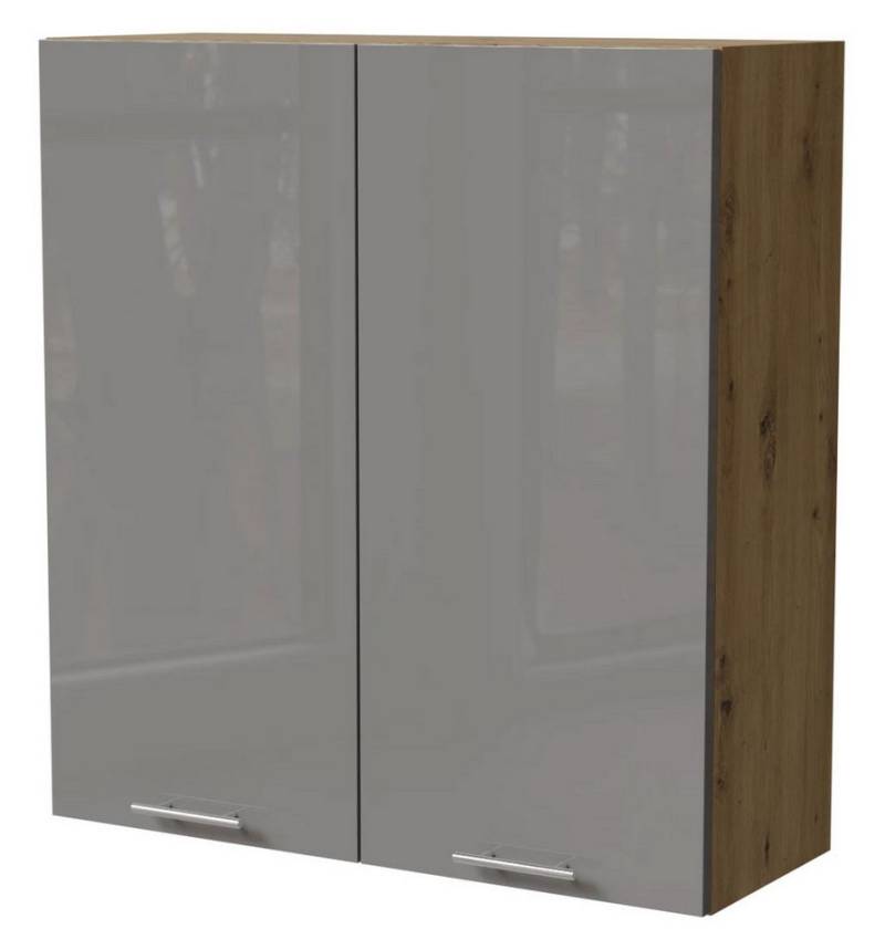 Feldmann-Wohnen Klapphängeschrank Essen (W4/90, 2-türig, 3 Einlegeböden, 1-St., moderne Optik, Acrylfronten mit Glaseffekt) 50x32,5x96cm Grau Hochglanz / Eiche Artisan Matt von Feldmann-Wohnen