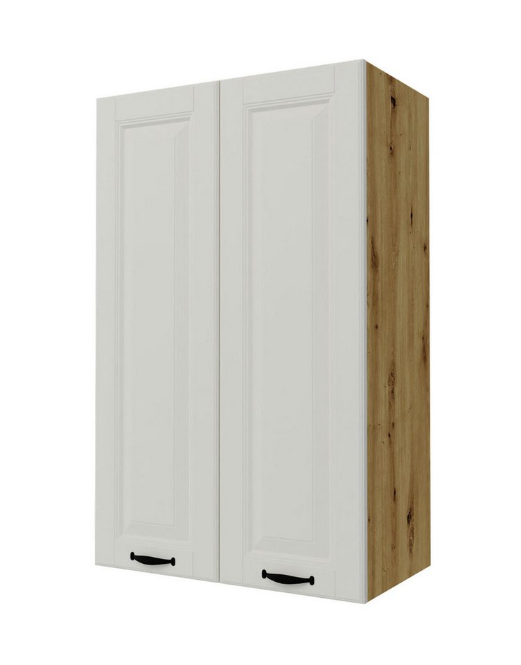Feldmann-Wohnen Klapphängeschrank Essen (Soft-Close-Funktion, formschöne schwarze Metallgriffe, 1-St., hochwertig matt lackierte Fronten in dekorativer Leistenoptik) 60x32,5x96cm Front- & Korpusfarbe wählbar, 1-türig, 3 Holzeinlegeböden von Feldmann-Wohnen