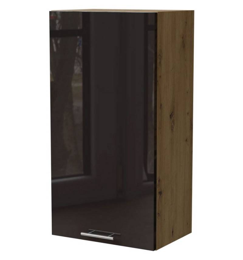 Feldmann-Wohnen Klapphängeschrank Essen (W4/50, 1-türig, 3 Einlegeböden, 1-St., Küchenhängeschrank) 50x32,5x96cm Eiche artisan - schwarz Hochglanz (ES-W4/50) von Feldmann-Wohnen